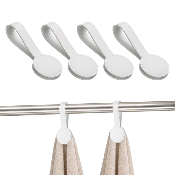 Uxcell 4 Pcs Kitchen Magnetic Towel Clips Leather Towel Holder Clip Hand Hooks Kitchen Accessories White