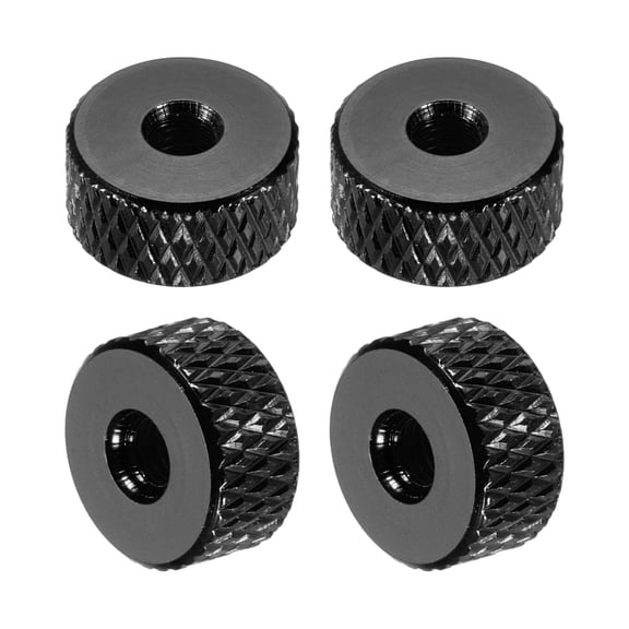 Uxcell 4 Pcs Knurled Thumb Nuts, M3 x 10 mm x 5 mm Female Aluminum Flat Through Hole Lock Adjusting Nuts Handle Knob Fasteners for 3D Printer Parts, Machine, DIY, Black