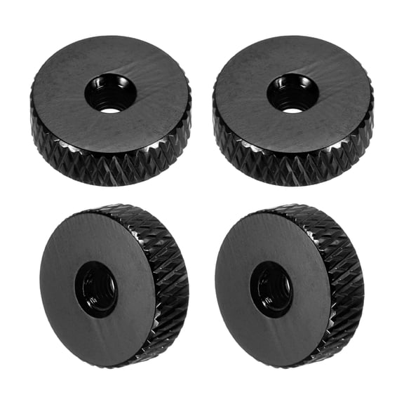 Uxcell 4 Pcs Knurled Thumb Nuts, M3 x 12 mm x 4 mm Female Aluminum Flat Through Hole Lock Adjusting Nuts Handle Knob Fasteners for 3D Printer Parts, Machine, DIY, Black