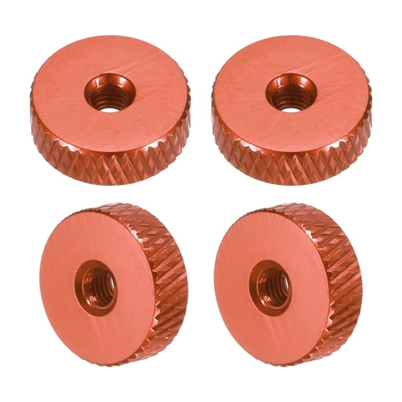 Uxcell 4 Pcs Knurled Thumb Nuts, M3 x 12 mm x 4 mm Female Aluminum Flat Through Hole Lock Adjusting Nuts Handle Knob Fasteners for 3D Printer Parts, Machine, DIY, Orange