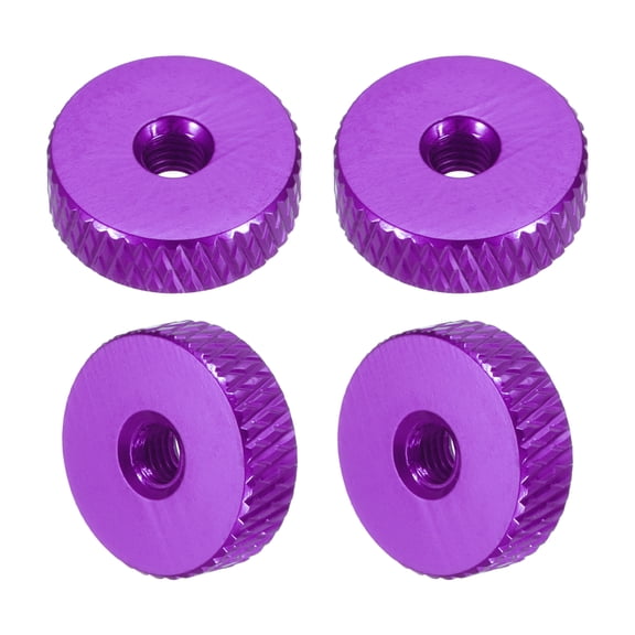 Uxcell 4 Pcs Knurled Thumb Nuts, M3 x 12 mm x 4 mm Female Aluminum Flat Through Hole Lock Adjusting Nuts Handle Knob Fasteners for 3D Printer Parts, Machine, DIY, Purple