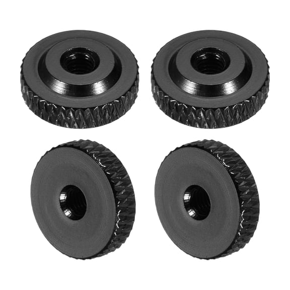 Uxcell 4 Pcs Knurled Thumb Nuts, M3 x 12 mm x 4 mm Female Shoulder Aluminum Flat Through Hole Lock Adjusting Nuts Handle Knob Fasteners for 3D Printer Parts, Machine, DIY, Black