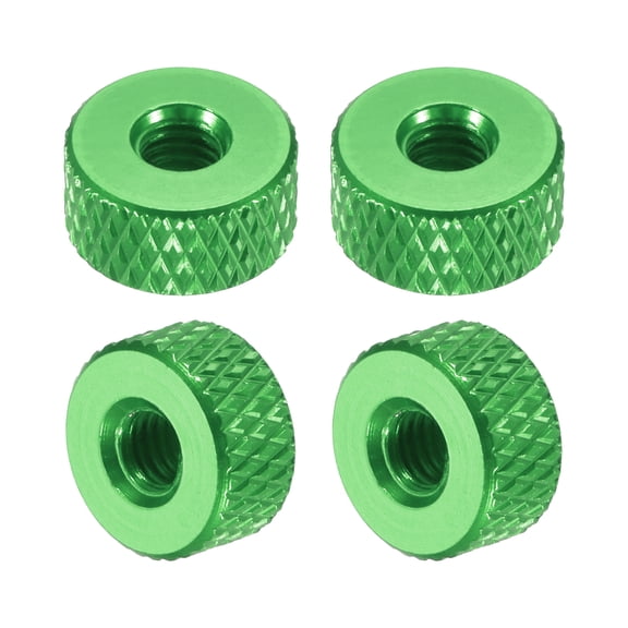 Uxcell 4 Pcs Knurled Thumb Nuts, M4 x 10 mm x 5 mm Female Aluminum Flat Through Hole Lock Adjusting Nuts Handle Knob Fasteners for 3D Printer Parts, Machine, DIY, Green