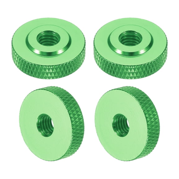 Uxcell 4 Pcs Knurled Thumb Nuts, M6 x 20 mm x 6 mm Female Shoulder Aluminum Flat Through Hole Lock Adjusting Nuts Handle Knob Fasteners for 3D Printer Parts, Machine, DIY, Green