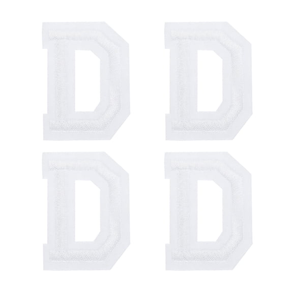 Uxcell 4 Pcs Letters D Patches Iron-On, White Alphabet Sew Embroidered Applique Patches 1.9 Inch Hot Melt Adhesive Process for Clothing Backpack Jean