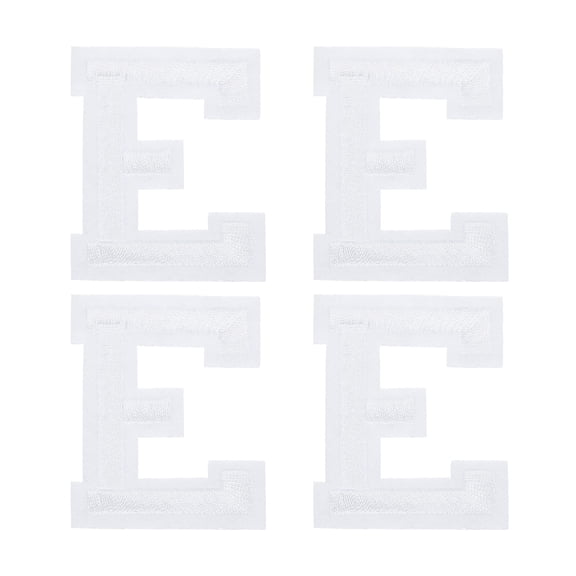 Uxcell 4 Pcs Letters E Patches Iron-On, White Alphabet Sew Embroidered Applique Patches 1.9 Inch Hot Melt Adhesive Process for Clothing Backpack Jean