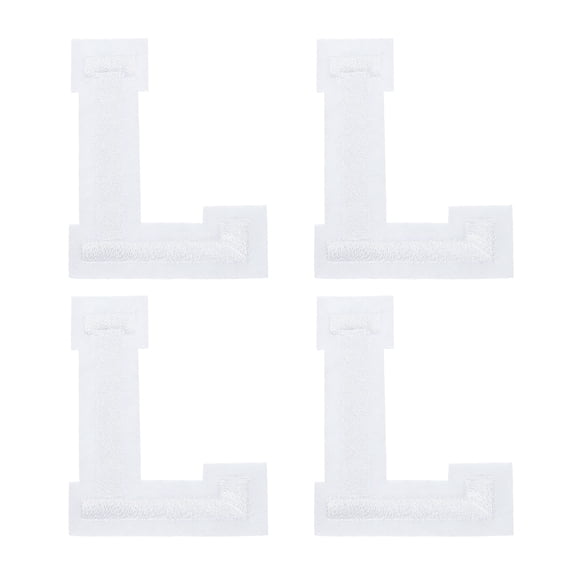 Uxcell 4 Pcs Letters L Patches Iron-On, White Alphabet Sew Embroidered Applique Patches 1.9 Inch Hot Melt Adhesive Process for Clothing Backpack Jean