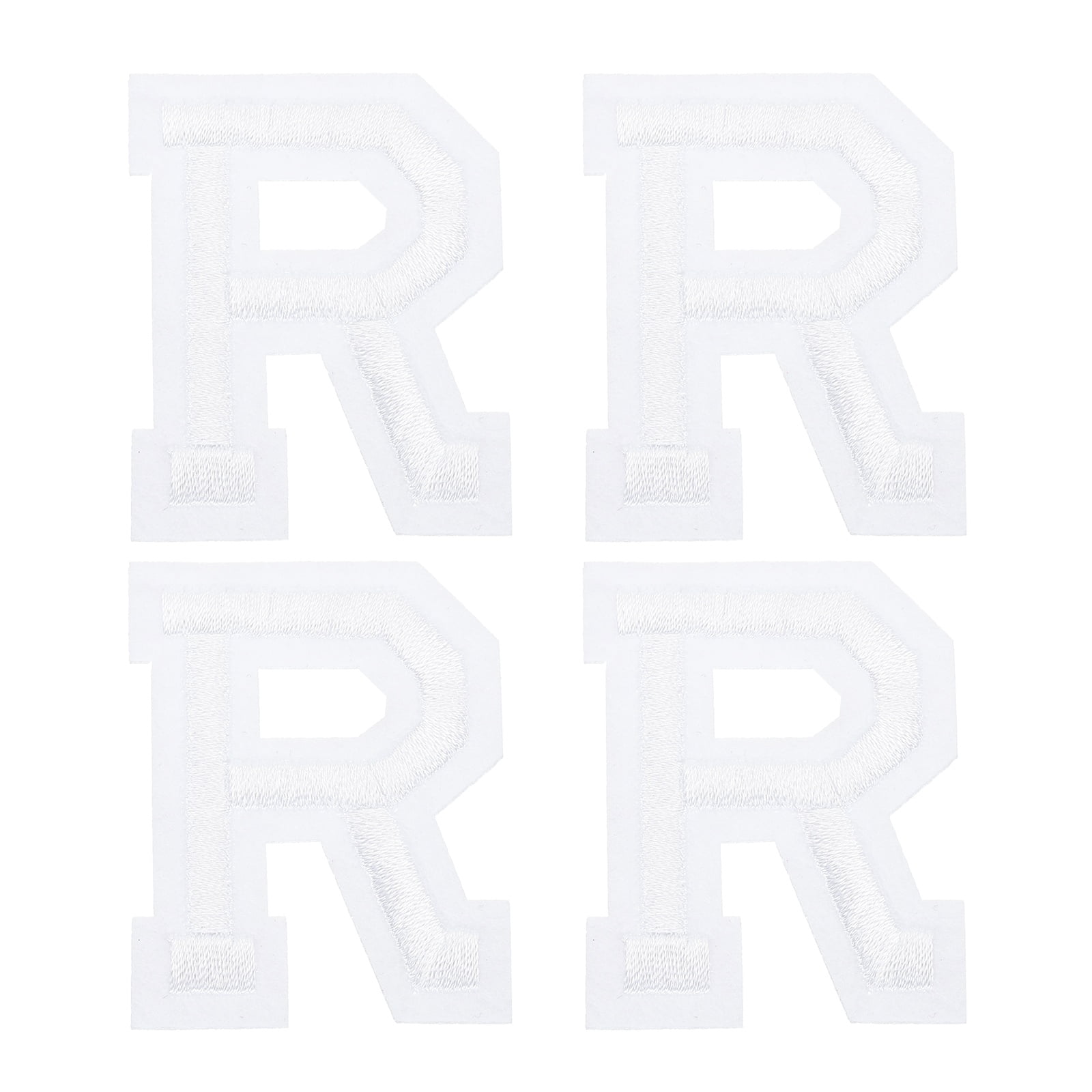 Uxcell 4 Pcs Letters R Patches Iron-On, White Alphabet Sew Embroidered ...
