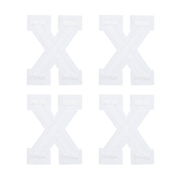 Uxcell 4 Pcs Letters X Patches Iron-On, White Alphabet Sew Embroidered Applique Patches 1.9 Inch Hot Melt Adhesive Process for Clothing Backpack Jean