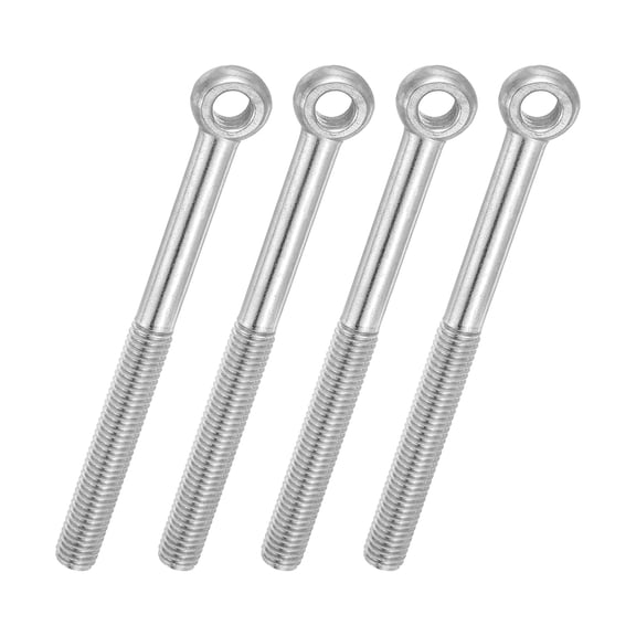 Uxcell 4 Pcs M10x110mm Shoulder Swing Lifting Eye Bolt, 304 Stainless Steel Metric Half Tooth Thread Fisheye Eye Slip Hole Screw Rigging Bolt Metal Fasteners Screws, Silver Tone