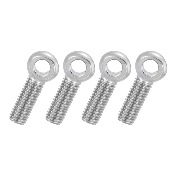 Uxcell 4 Pcs M10x40mm Shoulder Swing Lifting Eye Bolt, 304 Stainless Steel Metric Full Thread Fisheye Eye Slip Hole Screw Rigging Bolt Metal Fasteners Screws, Silver Tone