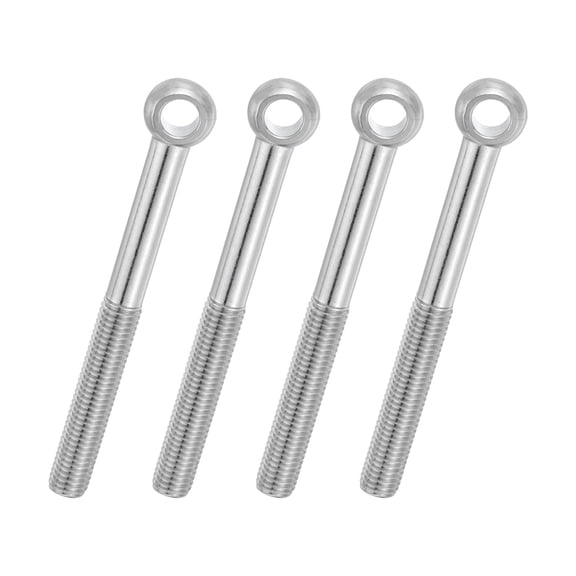 Uxcell 4 Pcs M12x120mm Shoulder Swing Lifting Eye Bolt, 304 Stainless Steel Metric Half Tooth Thread Fisheye Eye Slip Hole Screw Rigging Bolt Metal Fasteners Screws, Silver Tone