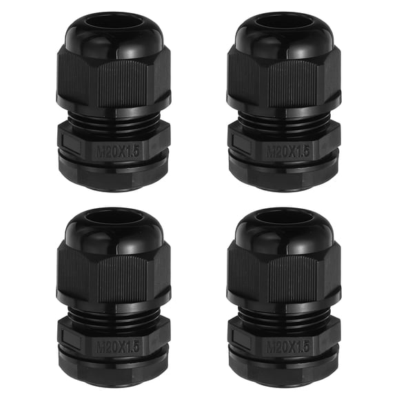 Uxcell 4 Pcs M20 Cable Gland, 2-3mm 5 Wire Holes Waterproof Nylon Cable Joint for Cable Fixing, Wiring, Repairing, Gland Replacement, Electrical Appliances, Black