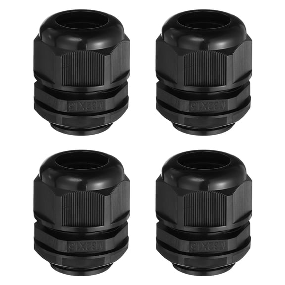 Uxcell 4 Pcs M32 Cable Gland, 18-25mm Wire Hole Waterproof Nylon Cable Joint for Cable Fixing, Wiring, Repairing, Gland Replacement, Electrical Appliances, Black