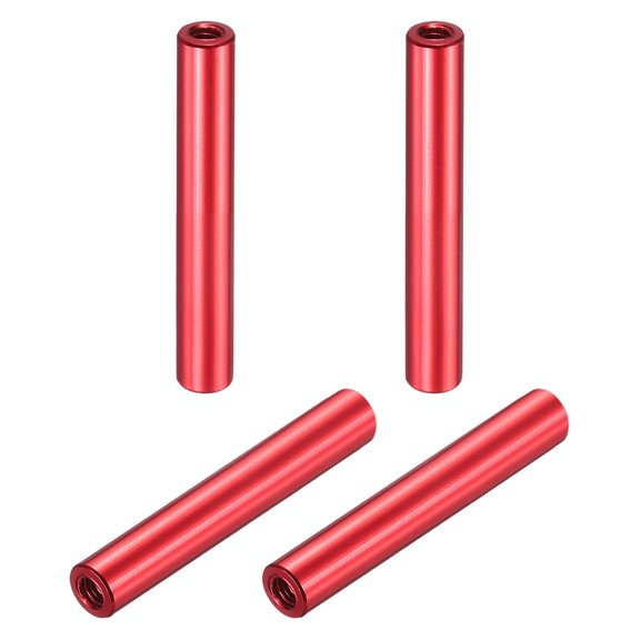 Uxcell 4 Pcs M3x35mm Round Aluminum Standoff Column Spacer, Coupling Screws Female Threaded Spacers for RC Multirotor Parts DIY FPV Quadcopter (Red)