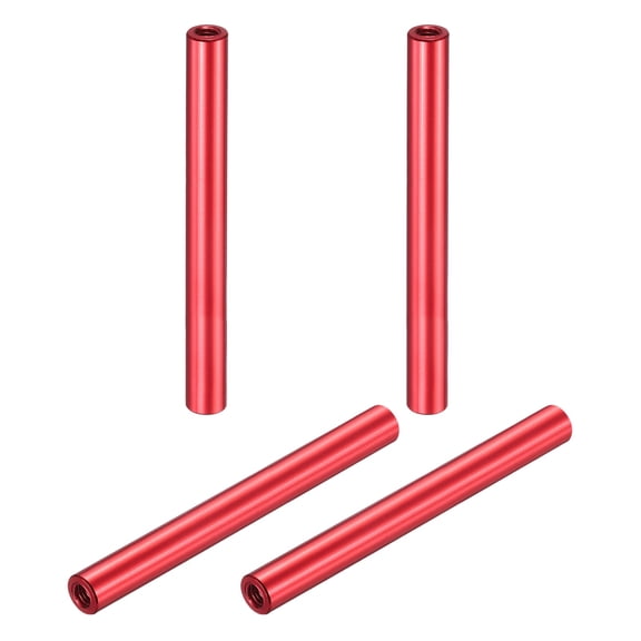 Uxcell 4 Pcs M3x50mm Round Aluminum Standoff Column Spacer, Coupling Screws Female Threaded Spacers for RC Multirotor Parts DIY FPV Quadcopter (Red)