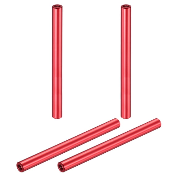 Uxcell 4 Pcs M3x60mm Round Aluminum Standoff Column Spacer, Coupling Screws Female Threaded Spacers for RC Multirotor Parts DIY FPV Quadcopter (Red)