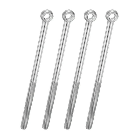 Uxcell 4 Pcs M8x140mm Shoulder Swing Lifting Eye Bolt, 304 Stainless Steel Metric Half Tooth Thread Fisheye Eye Slip Hole Screw Rigging Bolt Metal Fasteners Screws, Silver Tone