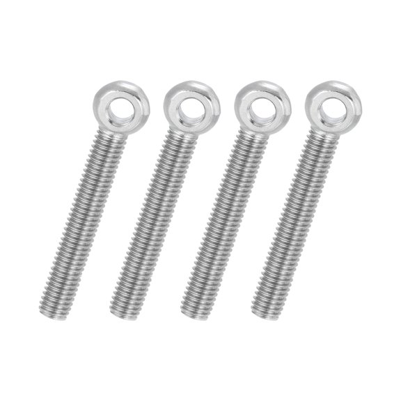 Uxcell 4 Pcs M8x55mm Shoulder Swing Lifting Eye Bolt, 304 Stainless Steel Metric Full Thread Fisheye Eye Slip Hole Screw Rigging Bolt Metal Fasteners Screws, Silver Tone
