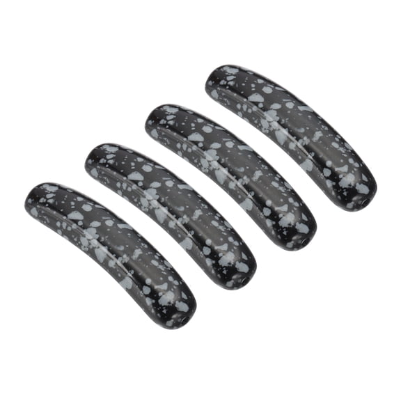Uxcell 4 Pcs Natural Stone, 36 x 10 mm Natural Curved Clear Quartz Stone Crystal Handmade Jade Flat Beads for DIY Crafting, Snowflake