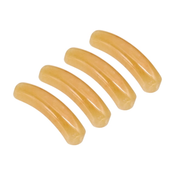 Uxcell 4 Pcs Natural Stone, 36 x 10 mm Natural Curved Clear Quartz Stone Crystal Handmade Jade Flat Beads for DIY Crafting, Yellow