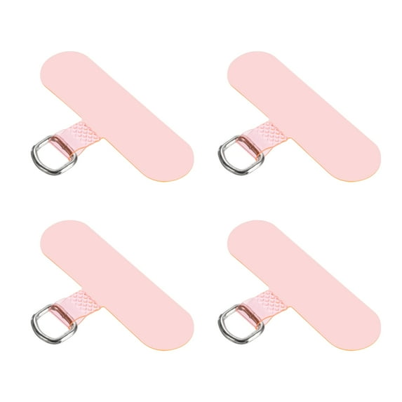 Uxcell 4Pcs Phone Lanyard Patches Multifunctional Phone Tether Tab with Metal Ring for Smartphones Pink