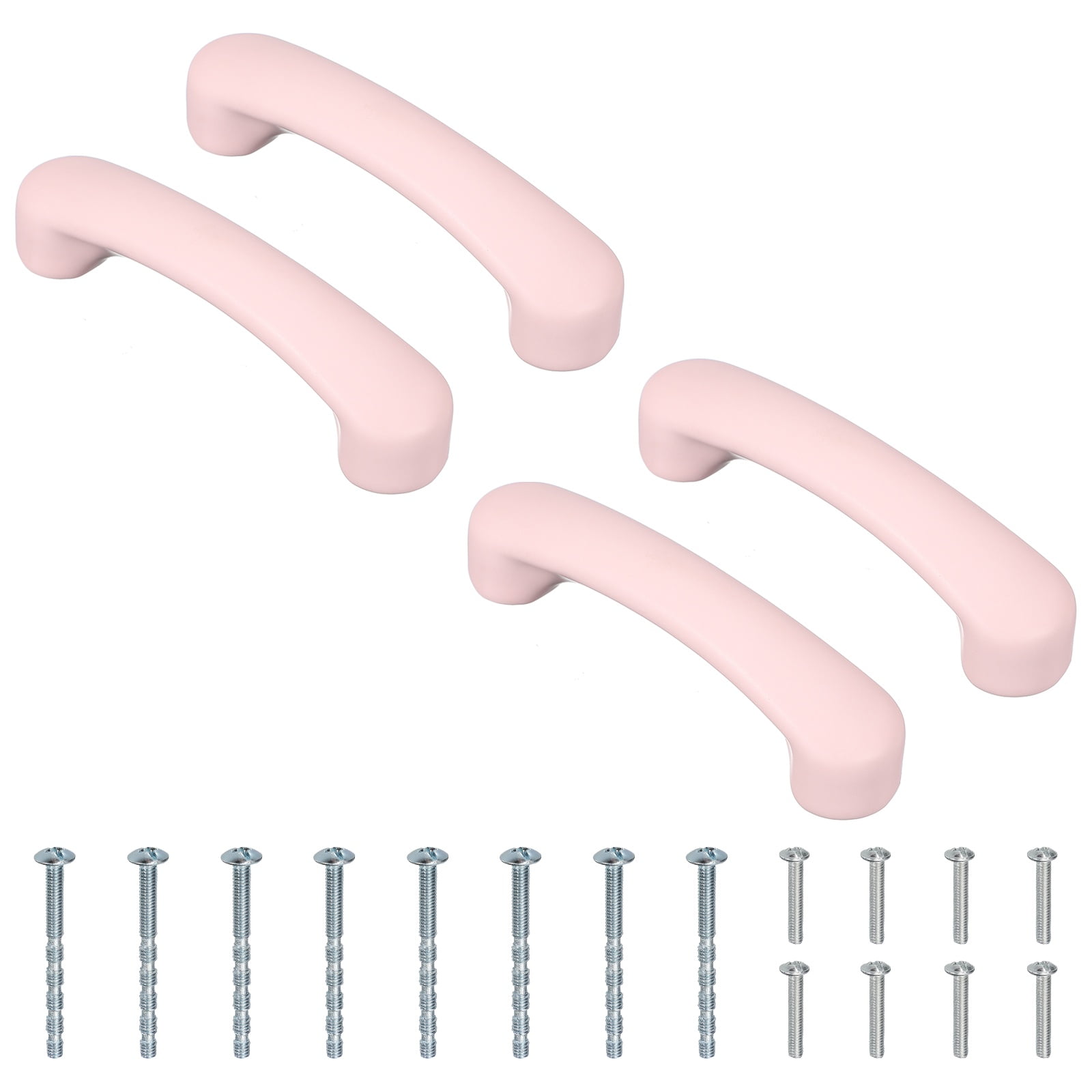 Uxcell 4 Pcs Pink Ceramic Cabinet Handles Arch Shaped Drawer Pulls, 4.5 x 1 x 1.2 Inch Cute Kitchen Cabinet Handles Hardware for Kitchen Cupboard Dresser Drawer Nursery Decor