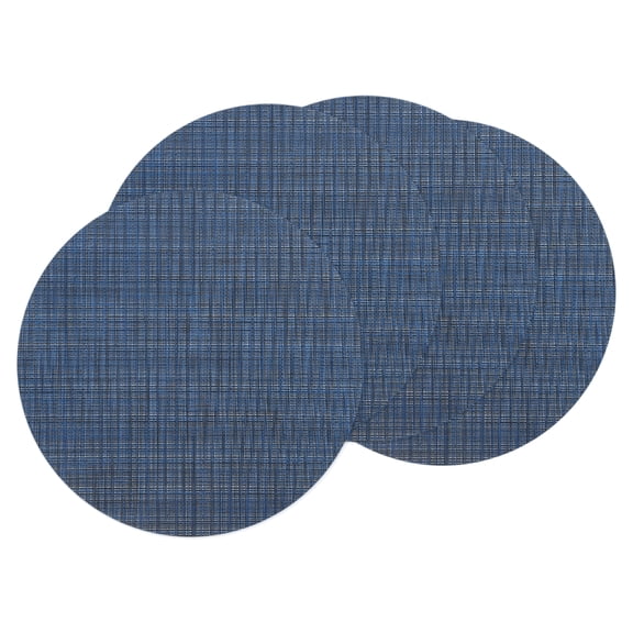 Uxcell 4Pcs Placemats, 13.7 Inch Placemats Round Braided Place Mats Non-Slip Heat Resistant Place Mats Washable Table Mats for Dining Table Vertical Texture Surface, Dark Blue