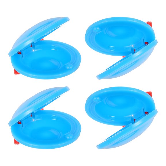 Uxcell 4 Pcs Plastic Castanets, Hand Finger Castanets Musical Instrument Rhythm Cymbals Percussion Instruments for Adults Beginner Toy, Light Blue