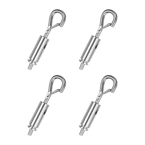 Uxcell 4 Pcs Portable Hook & Eye Turnbuckle Tension, Steel Wire Rope Hanger Closed Body for 9/128"-5/64" Dia for Cable Guide Wire Rope Light Hanging Suspension Accessories, Silver