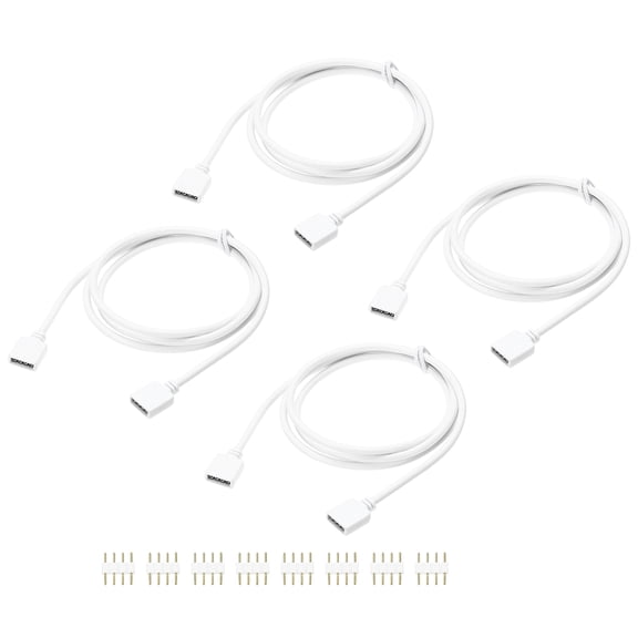 Uxcell 4 Pcs RGB Extension Cable, 12V 39" 4 Pin 1 to 1 Female to Female Power Cord with 4 Pin Male Connectors for PC Computer ARGB Fan/LED Lights, White