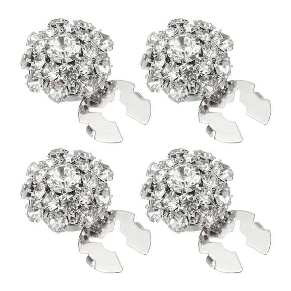 Uxcell 4 Pcs Rhinestone Button Covers, 17.5mm 11/16" Decorative Buttons Clips Detachable Sewing Kit Replacement for Women Men DIY Crafts Holiday Decor Dress Accessories, Silver