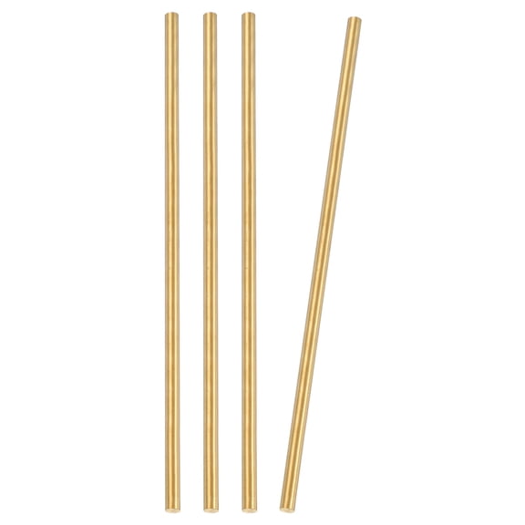 Uxcell 4 Pcs Round Brass Rods, 5mm Dia. 18cm / 7.09 Inch Length H59 Brass Bar Solid Metal Rods for DIY Crafting Jewelry Plating Repairing Science Class, Brassy