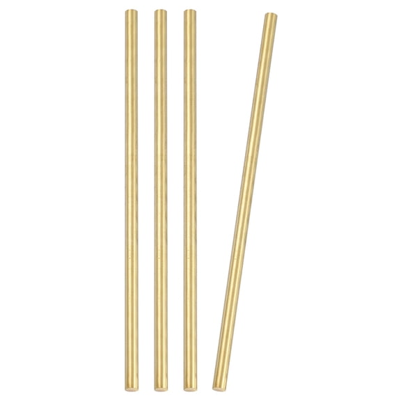 Uxcell 4 Pcs Round Brass Rods, 6mm Dia. 18cm / 7.09 Inch Length H59 Brass Bar Solid Metal Rods for DIY Crafting Jewelry Plating Repairing Science Class, Brassy