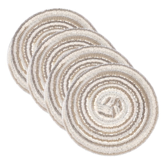 Uxcell 4 Pcs Round Woven Placemats, 4.3 Inch Braided Washable Placemat Heat Resistant Decorative Place Mat for Kitchen Dining Table Countertop, Gradient Gray