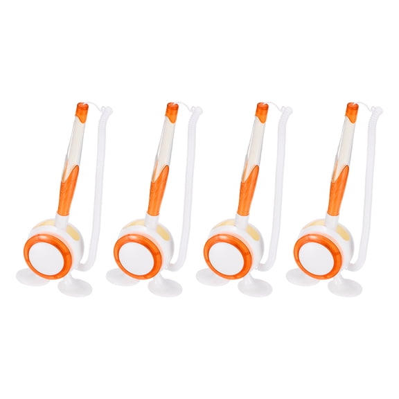 Uxcell 4 Pcs Secure Counter Pen with Adhesive Base and Chain, Reception Desk Pens Desktop Signing Pens, Blue Ink for Business Office Bank Hotel Cafes Desktop Cheque, Orange