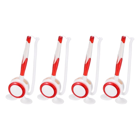 Uxcell 4 Pcs Secure Counter Pen with Adhesive Base and Chain, Reception Desk Pens Desktop Signing Pens, Blue Ink for Business Office Bank Hotel Cafes Desktop Cheque, Red