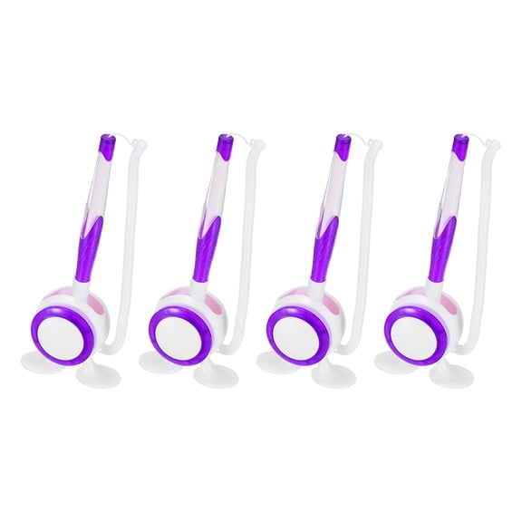 Uxcell 4 Pcs Secure Counter Pen with Adhesive Base and Chain, Reception Desk Pens Desktop Signing Pens, Blue Ink for Business Office Bank Hotel Cafes Desktop Cheque, Purple
