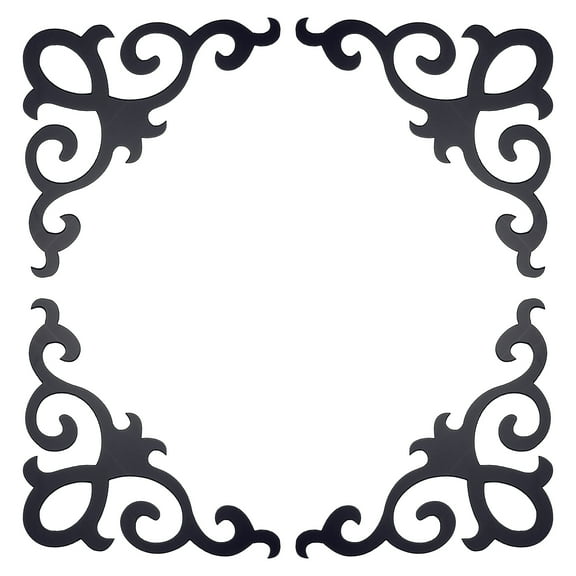 Uxcell 4 Pcs Seif-Adhesive Wall Sticker Mirror Decals, Acrylic Hollow Mirror Tiles Sticker Applique for Home Room Background Decor, Dark Blue (20x20cm)