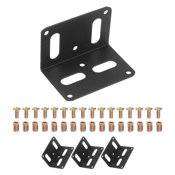 Uxcell 4 Pcs Shelf Brackets, 2.95" Carbon Steel L-Bracket, Support Corner Brace Joint Right Angle Bracket with Screws for Wooden Frames Shelves Furniture, Black