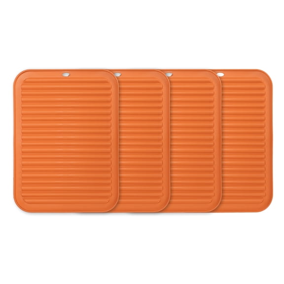 Uxcell 4 Pcs Silicone Trivets for Hot Pots and Pans, 12x9" Heat Resistant Trivet Mats Multi-Purpose Trivet Holders for Pots & Hot Dish, Countertops, Coasters, Orange