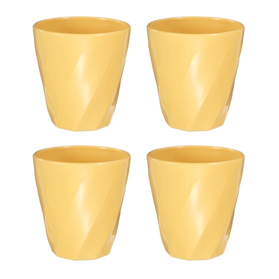 Uxcell 4 Pcs Simple Toothbrush Cup, 13.5 OZ Reusable Bathroom Tumbler, 2.2 x 3.5" Unbreakable Plastic Cups for Storing Toothpaste Makeup Brush Holder Water Beverages Combs, Yellow