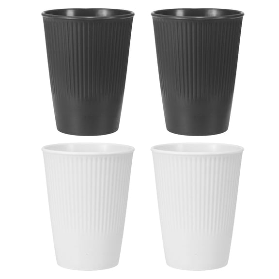 Uxcell 4 Pcs Simple Toothbrush Cup, 3.3 x 3.3 x 4.2" Dishwasher Safe Bathroom Tumbler Reusable Plastic Cup Set for Storing Toothpaste Combs, Gray/White