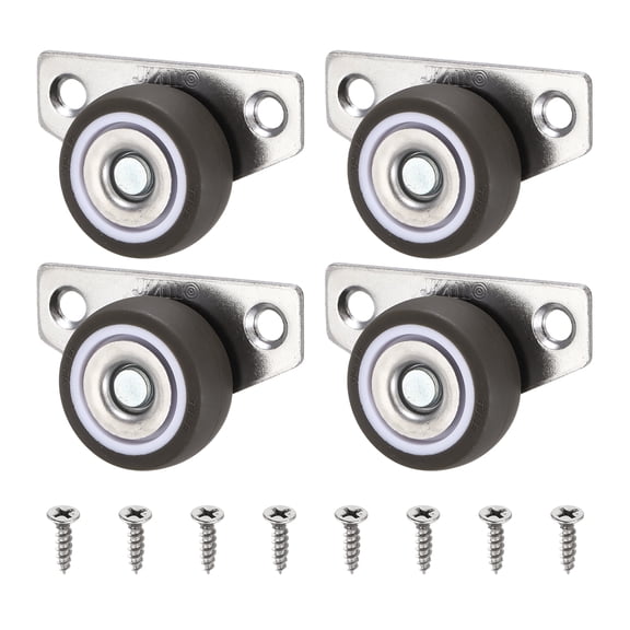 Uxcell 4 Pcs Small Caster Wheels, 1.25 Inch Side Mount Casters Mini Low Profile Wheels Smooth Drawer Rollers for Furniture Underbed Drawers Trays DIY Projects, Gray/Silver