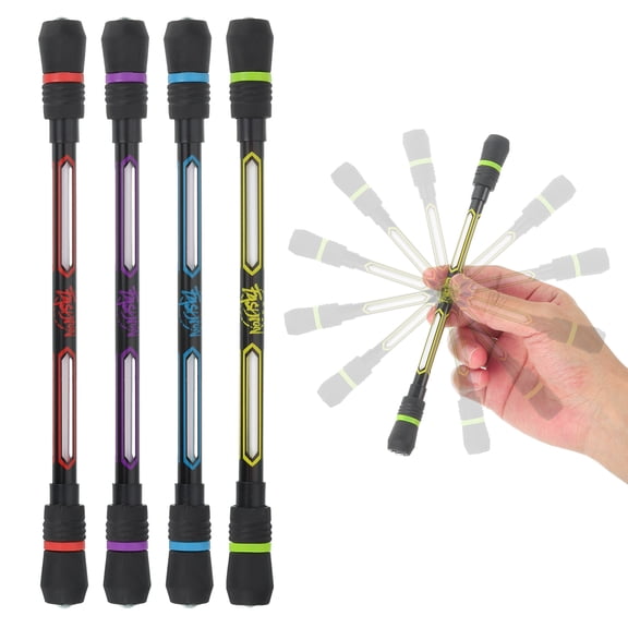 Uxcell 4 Pcs Spinning Pen, 0.5mm Gel Pens Black Ink Rollerball Pens Fidget Rolling Finger Cool with Weighted Ball for Adults Game Entertainment Pressure Reduce Office, Multicolor