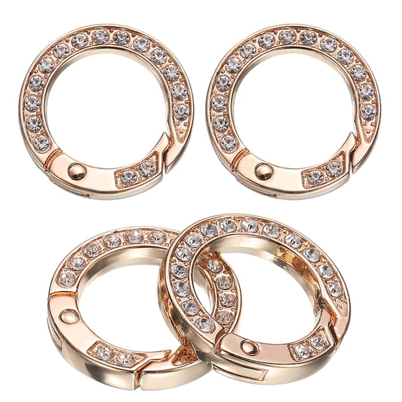 Uxcell 4 Pcs Spring Snap Clip 1 Inch Rhinestone Bling Buckle for Keychains Bags Purse Handbags Hanging Crafts DIY Accessories Decorations, Gold