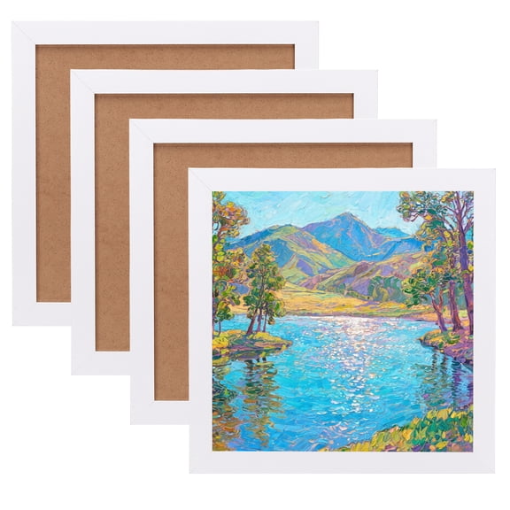 Uxcell 4 Pcs Square Picture Frame, 10x10 Inch Solid MDF Wood Picture Frame with Hook for Wall Hanging or Tabletop Display for Home Office Bedroom Decor, White