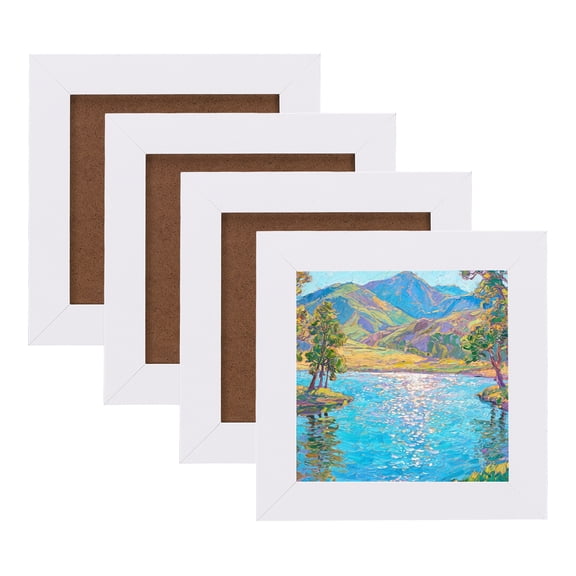 Uxcell 4 Pcs Square Picture Frame, 4x4 Inch Solid MDF Wood Picture Frame with Hook for Wall Hanging or Tabletop Display for Home Office Bedroom Decor, White