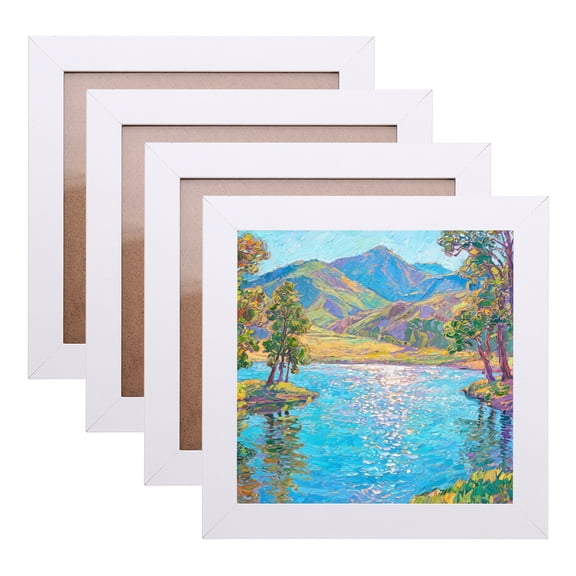 Uxcell 4 Pcs Square Picture Frame, 6x6 Inch Solid MDF Wood Picture Frame with Hook for Wall Hanging or Tabletop Display for Home Office Bedroom Decor, White