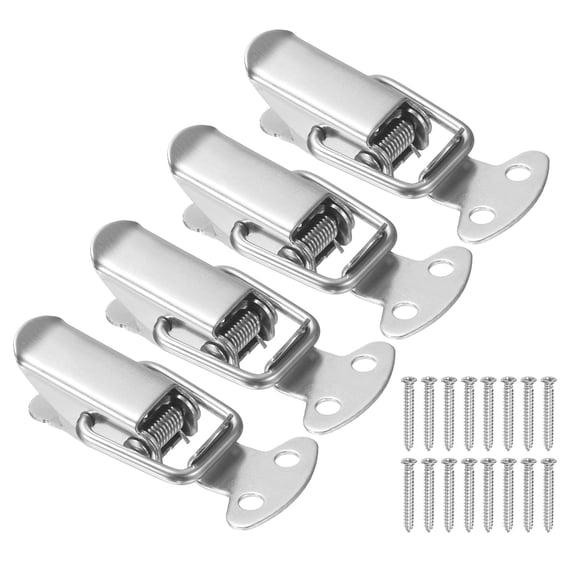 Uxcell 4 Pcs Stainless Steel Spring Loaded Toggle Latch, 1.4" Tool Box Catch Hasp Clamp Lock with Mounting Screw